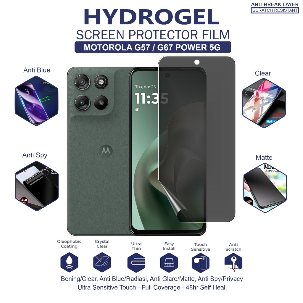 LAYAR Motorola G57 G67 Power 5G Hydrogel Anti-Scratch Full Cover ตัวป้องกันหน้าจอโทรศัพท์มือถือ