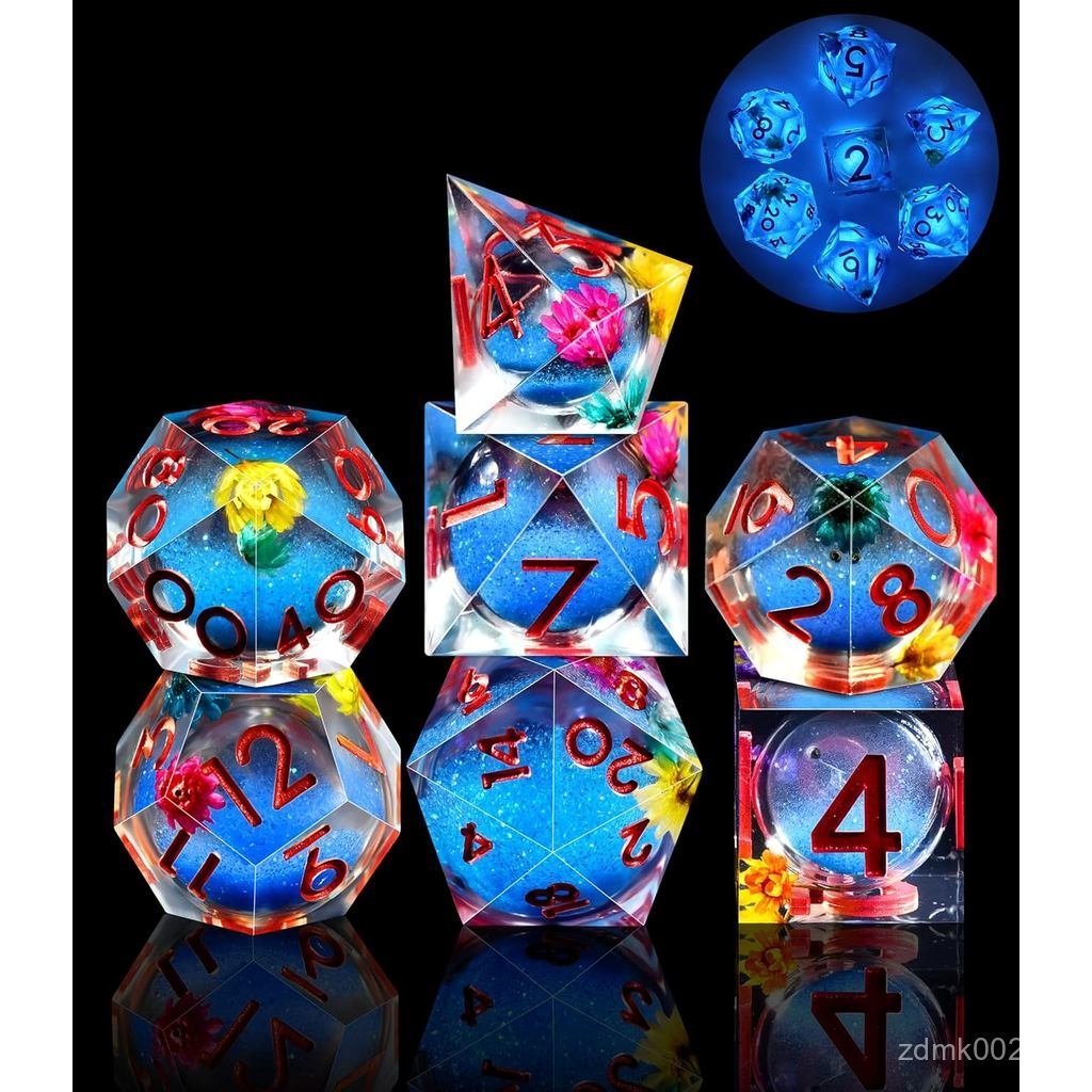 AUSTOR Core ลูกเต๋าเรืองแสงในที่มืด DND ลูกเต๋า 7-Die DND ลูกเต๋า Sharp Edge เรซิ่นลูกเต๋า Luminous 