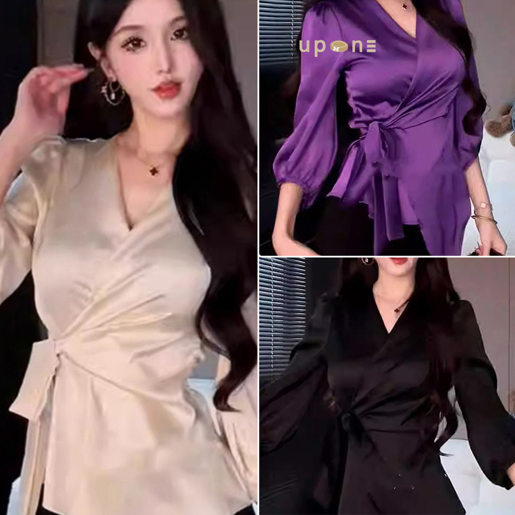 เสื้อเบลาส์ผู้หญิงแฟชั่น ผ้าซาตินพรีเมียม ลุคหรู สวมใส่สบาย