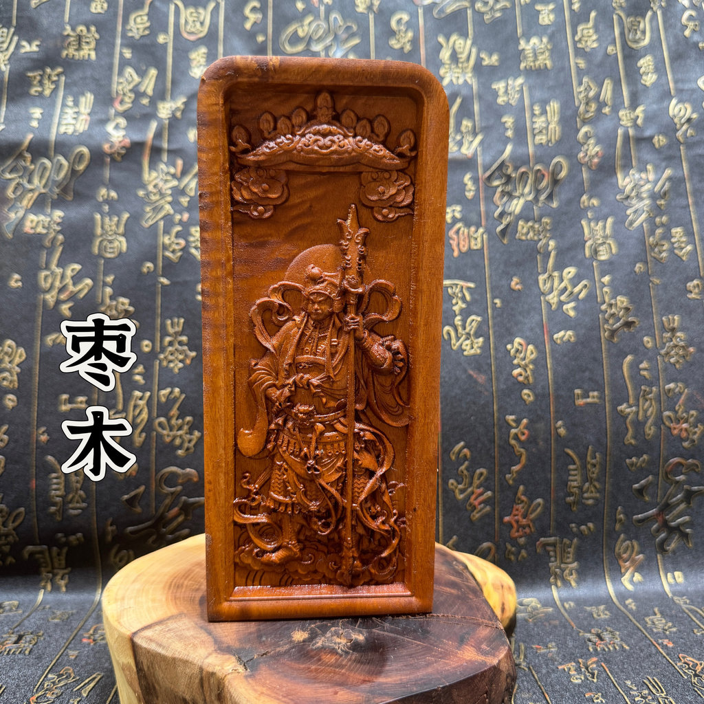ไม้พุทราแกะสลัก Token Erlang God Token Wulei No. Token Erlang รูปปั้นพระเจ้า Token ลัทธิเต๋าอุปกรณ์โ