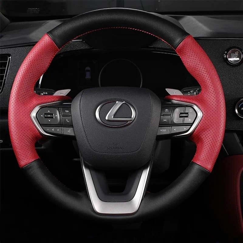 สําหรับ Lexus NX 250 NX260 NX350 NX350h NX450h + 2022-2024 hand-stitched สีแดงสีดําหนังแท้ลื่นพวงมาล