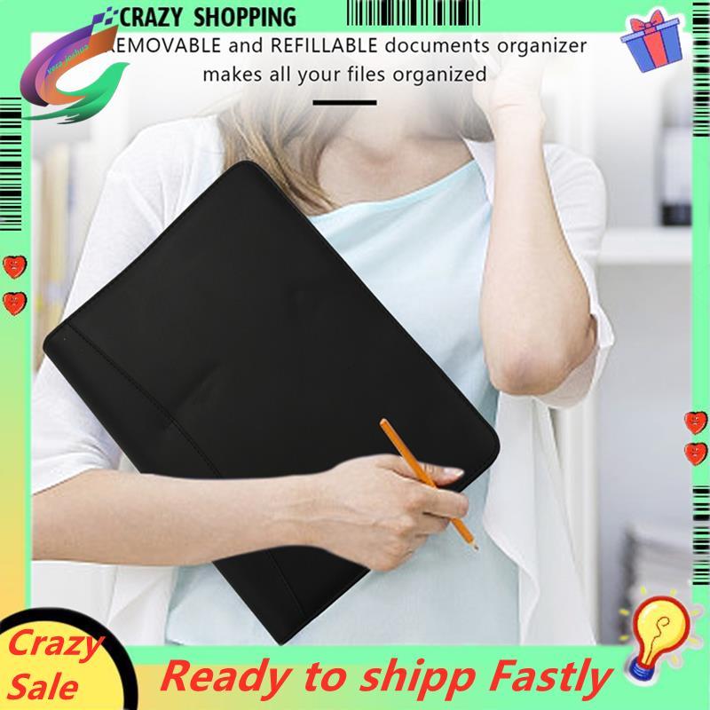 A4 หนังมังสวิรัติ 3 แหวน Portfolio Binder Business Binder Padfolio พร้อมแผ่นรองโน๊ตบุ๊คสัมภาษณ์และธุ