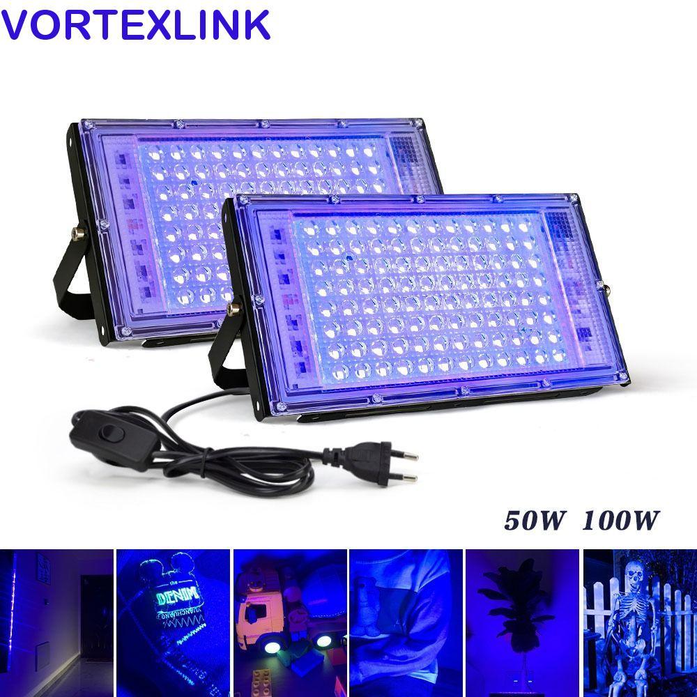 VORTEXLINK UV Lamp, 395nm 120 Glow UV Floodlight, Creative Effect Light 50W/100W UV Stage Lamp Home