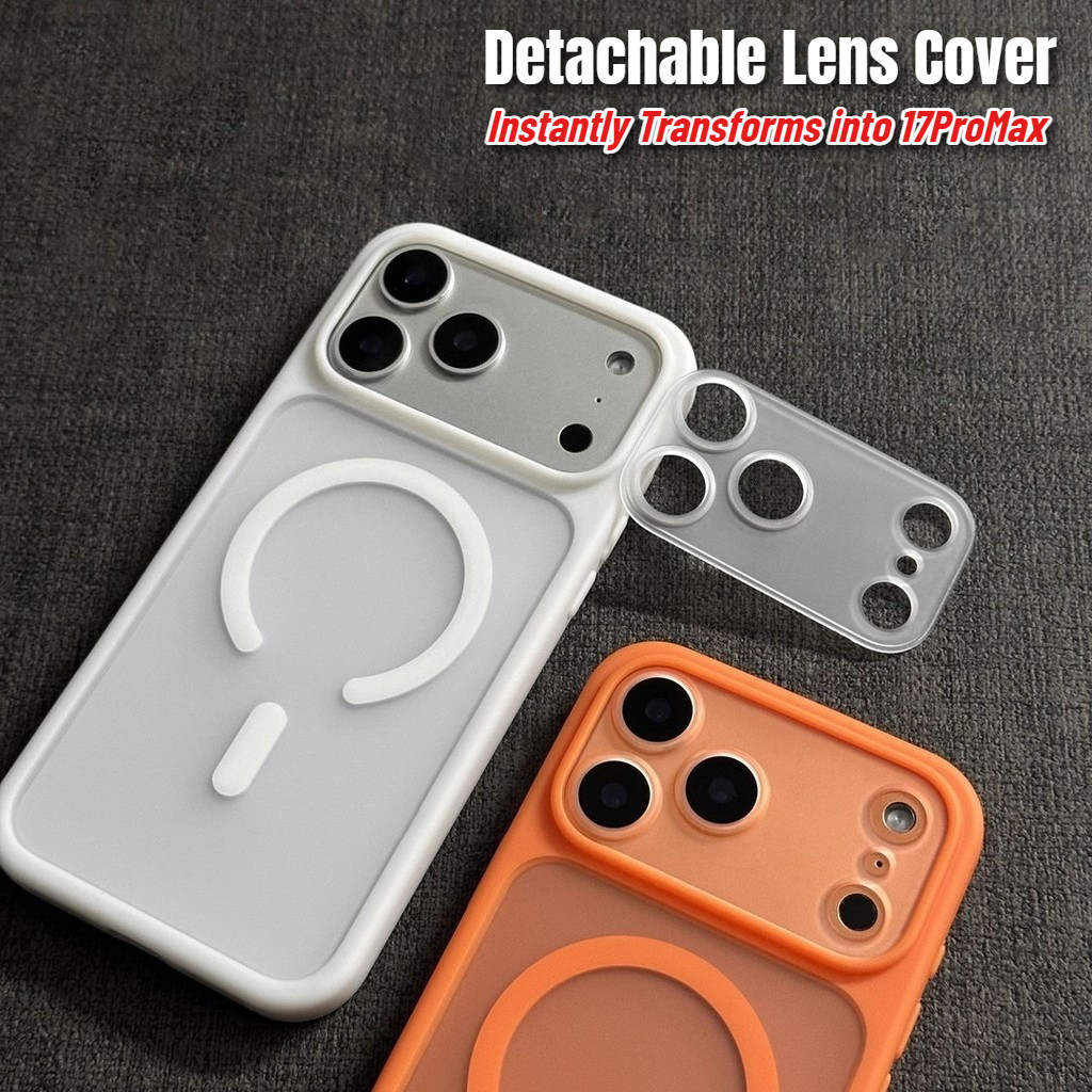 เปลี่ยนเป็น 17 Series - ฝาครอบเลนส์ 2-in-1 การออกแบบหน้าต่างขนาดใหญ่เคลือบเคสแม่เหล็กสําหรับ iPhone 16 15 14 13 PRO MAX 17Air พรีเมี่ยมรู้สึกขอบนุ่มกันกระแทกฮาร์ดปกหลัง