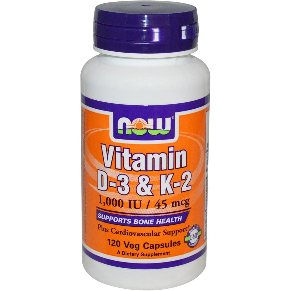 NOW s Vitamin D-3 & K-2 120 VegiCaps (แพ็ค 2 ชิ้น)