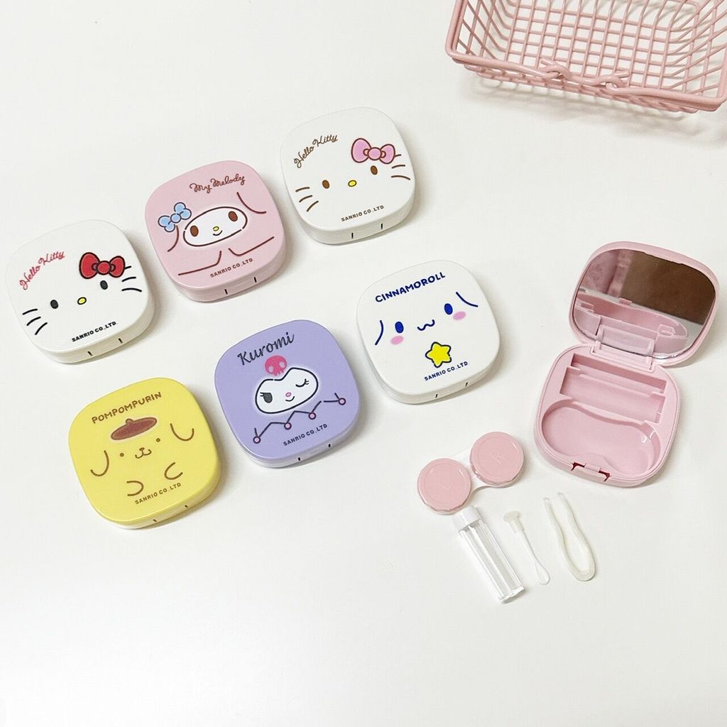 [พร้อมสต็อก] น่ารัก Hello Kitty My Melody Kuromi กล่องใส่คอนแทคเลนส์ Pompompurin Cinnamoroll กล่องคอ