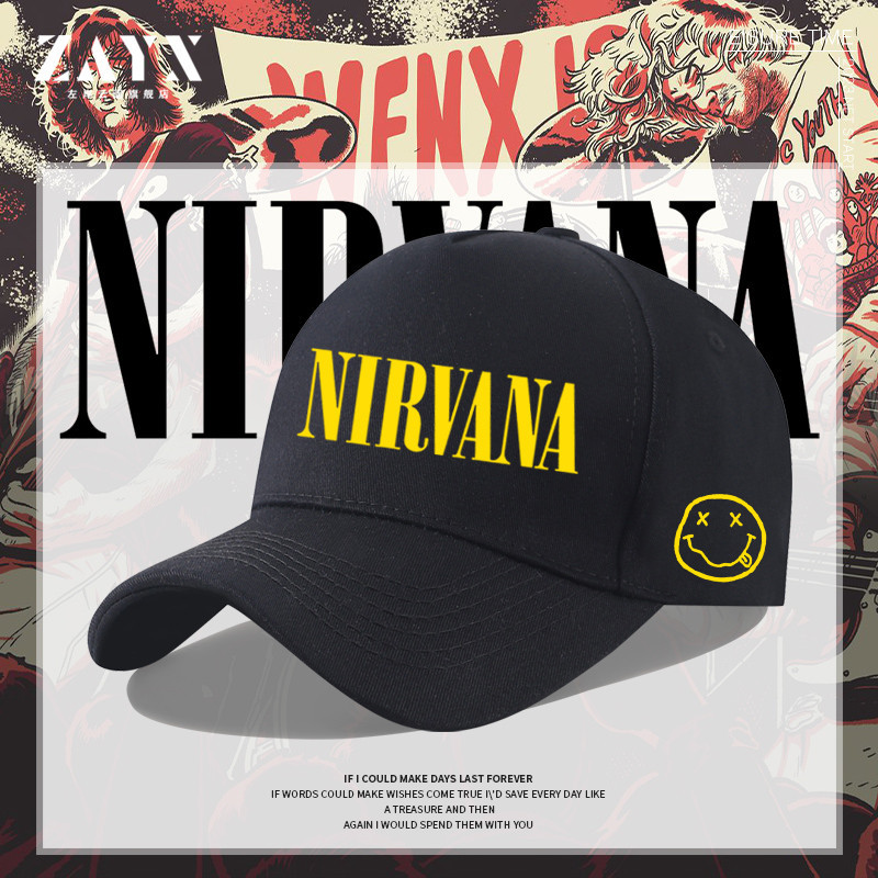 หมวกเบสบอลกันแดด หมวกเบสบอล Nirvana สไตล์วินเทจร็อค | หมวกแก๊ป Nirvana สไตล์วินเทจ กันแดดลุคเรโทร