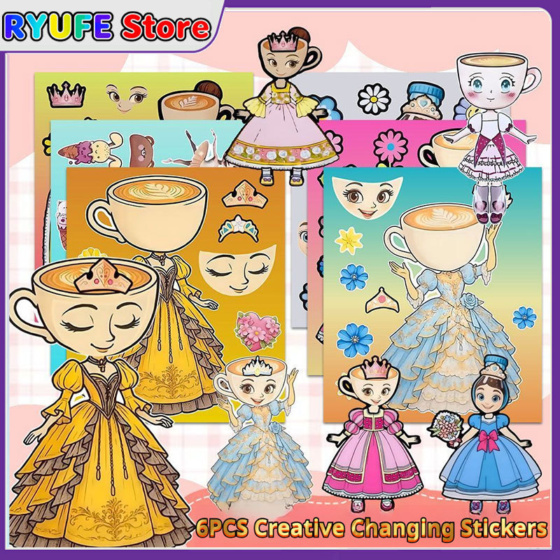 Shan Hai Jing Coffee Girl Dress Up สติกเกอร์น่ารักการ์ตูนการศึกษาสนุก DIY Craft ของเล่น