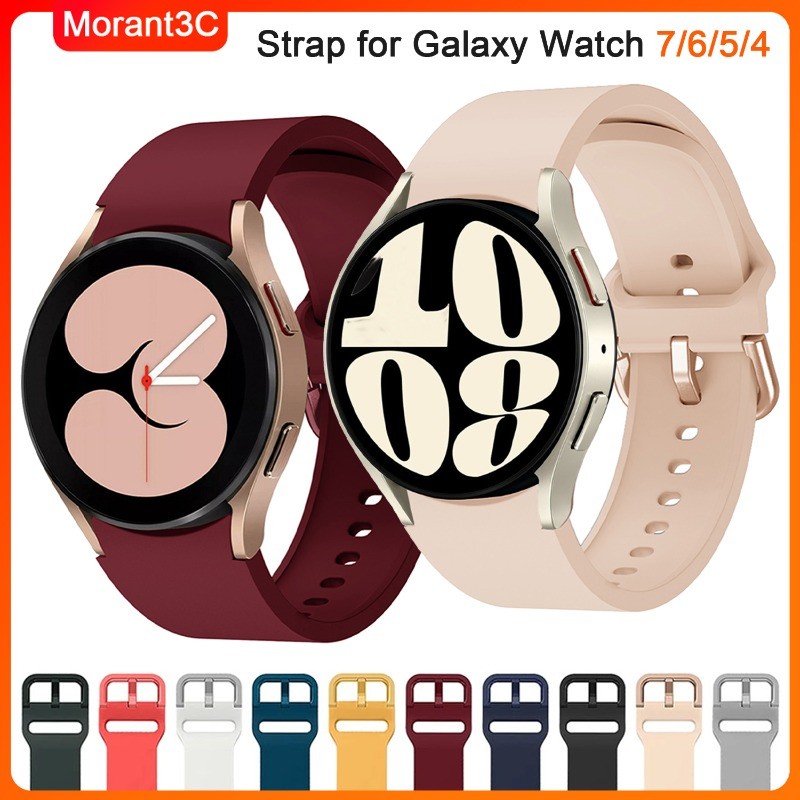 สายซิลิโคนสําหรับ Samsung Galaxy Watch 7/6/5/4 44 มม.40 มม.หัวเข็มขัดสีสําหรับ Galaxy Watch 6 4 คลาสสิก 47 มม.46 มม.ไม่มีช่องว่าง Band
