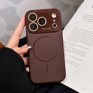 หน้าต่างใหญ่ซิลิโคนเหลวเคสโทรศัพท์สําหรับiPhone 17 Air 16 15 14 Plus 12 13 16 Pro Max Magnetism Soft Protector Cover