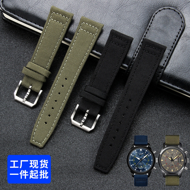 เหมาะสําหรับ IW Ten Thousand C National Botao Fino Pilot Portugal Nylon Canvas Cowhide สายนาฬิกา 20 