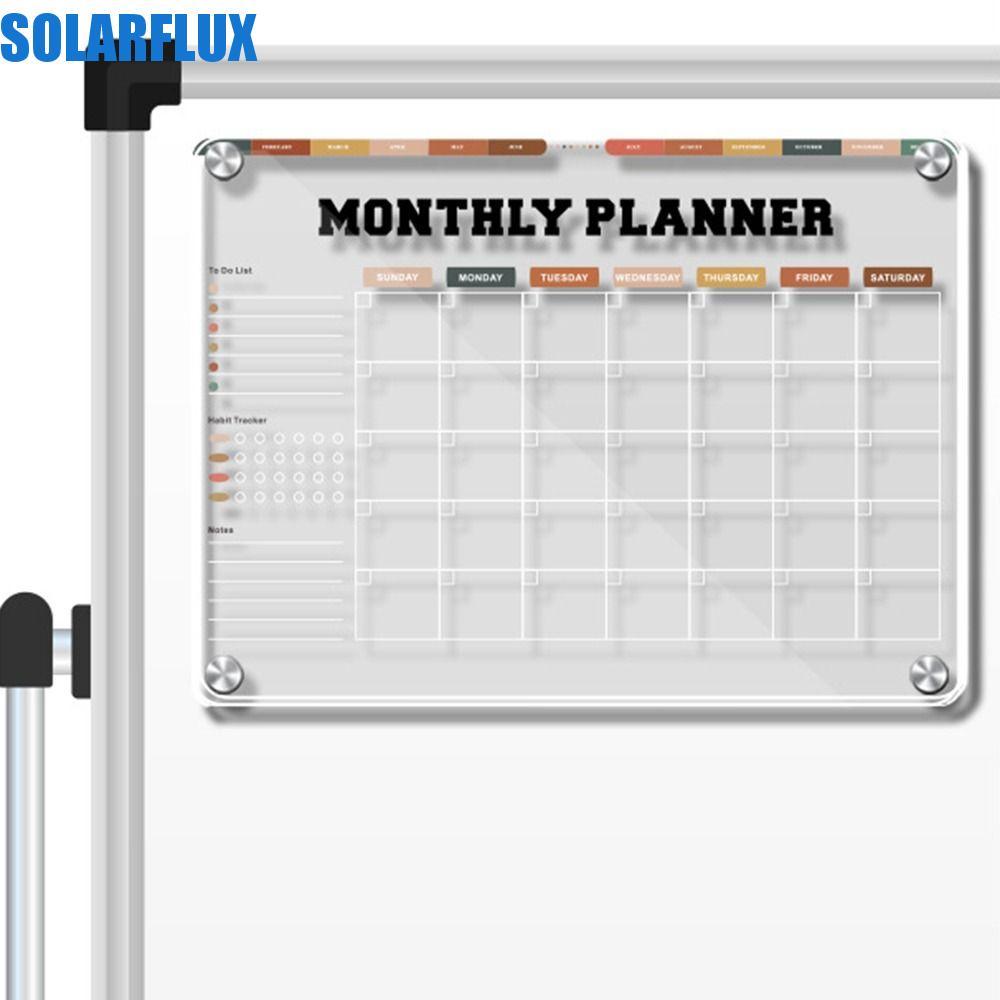 SOLARFLUX Magnetic Acrylic Weekly Planner, 3D โปร่งใส Erasable Memo Board, หมายเหตุกระดานดําชุด 5 เค