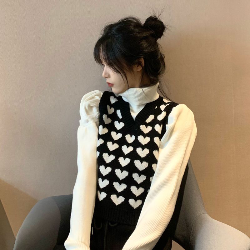 COD 2026 Love ถักเสื้อกั๊กผู้หญิงออกแบบ Niche 2023 ฤดูใบไม้ผลิฤดูใบไม้ร่วงด้านนอก Preppy สไตล์ v คอข