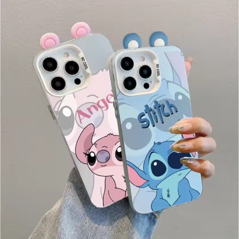 น่ารักStitchและAngel IMDหรูหรา 3Dหูเคสโทรศัพท์สําหรับItel S25 Ultra S23 Plus A90 A80 A70 A60 A50C A4