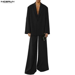 ไม่แน่นอน ชุดทูพีซสีทึบหลวมแฟชั่นผู้ชาย