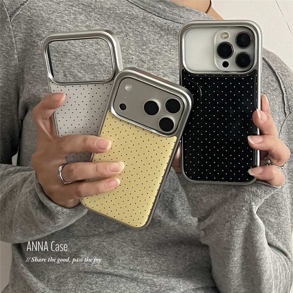 E Simple สีทึบขนาดเล็ก Polka Dot เคสโทรศัพท์ Drop-Resistant สําหรับ iPhone 17 Promax 16 Promax 15 Promax 11 12 13 14plus 15plus 16e 16pro 17air