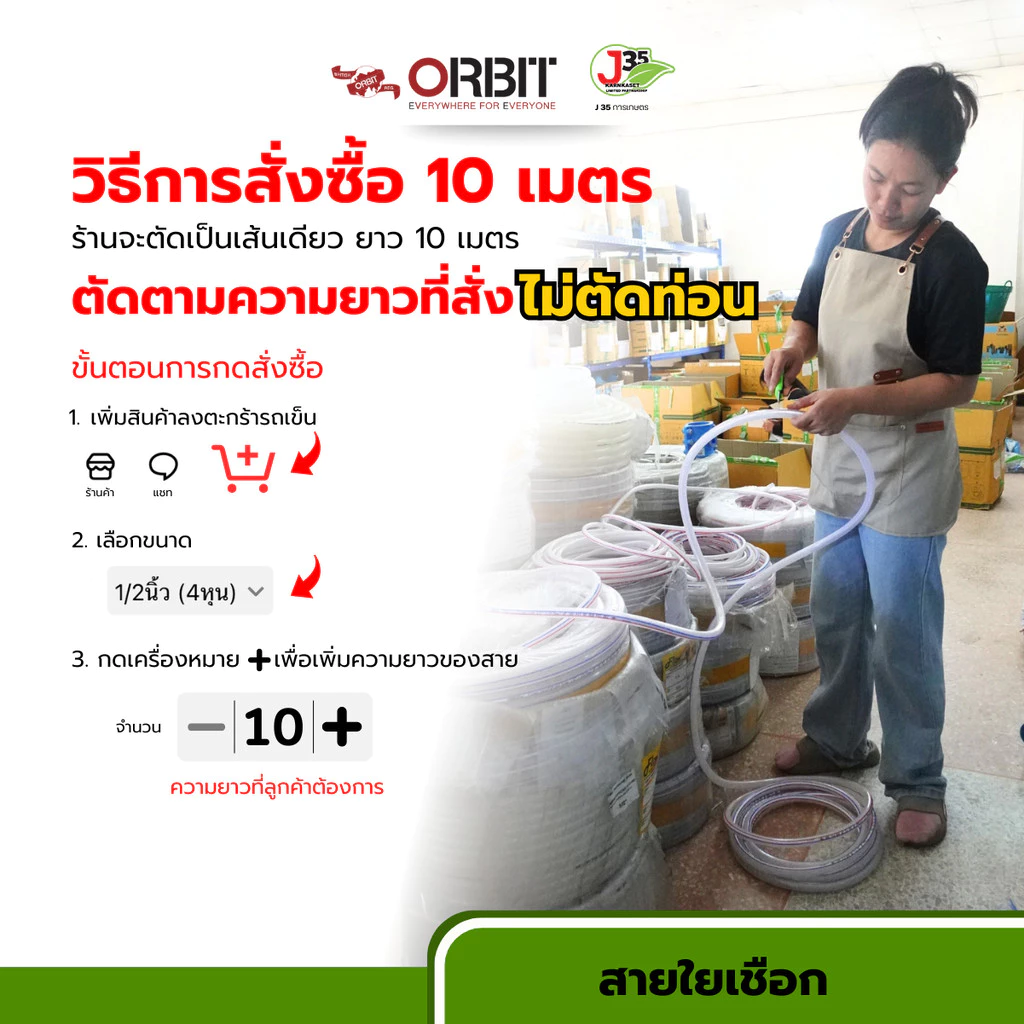 (ตัดตามสั่ง) สายใยเชือก ORBIT 1/4", 5/16", 3/8", 5/8'', 1/2", 3/4",1'' ใช้ได้กับ ลม แก๊สของเหลว สารเคมี thumbnail 3