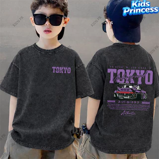 COD 2026 สินค้าใหม่ ทรงหลวม คอกลม เสื้อเด็ก kids Distressed T-shirt ผ้าฝ้าย เด็กชาย เสื้อผ้าเด็ก t-shirt S78