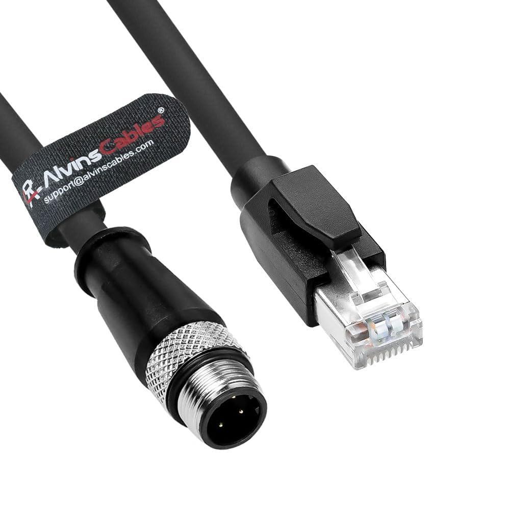 สายของอัลวิน M12 D-Code 4 Pin Male to RJ45 Ethernet Cable High-Flex for Industrial Camera Sensor, Au