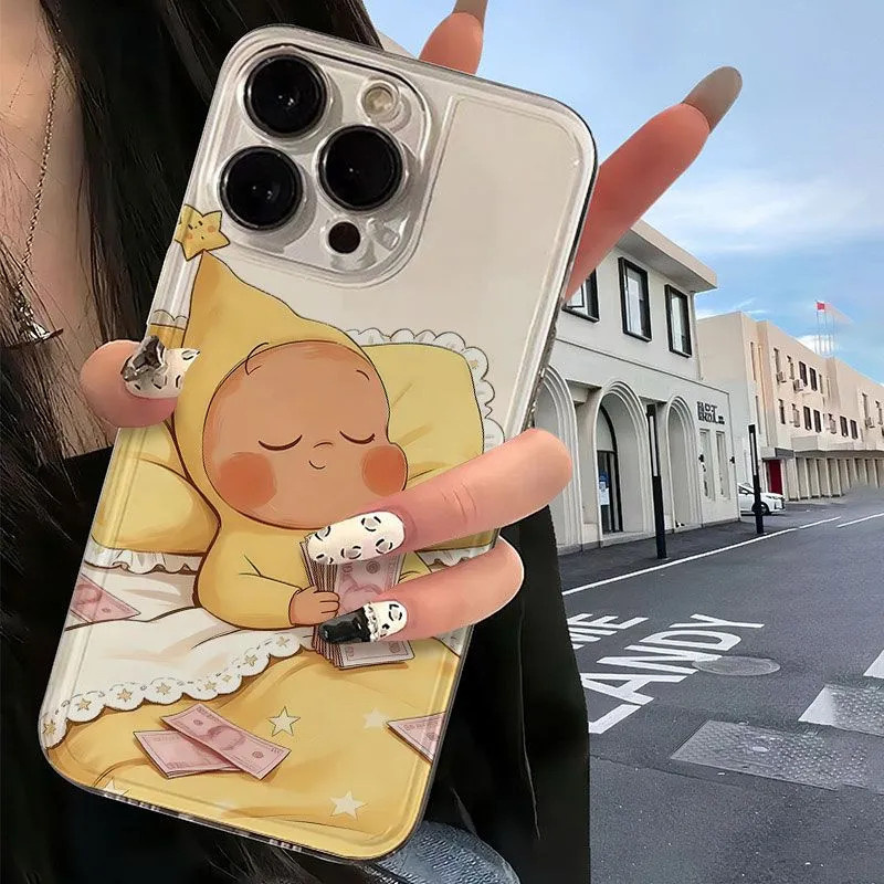 Sleeping Hug Dollar Starman เปลือกอวกาศน่ารักเหมาะสําหรับ Apple 14/15/16 คู่ 17promax นุ่ม