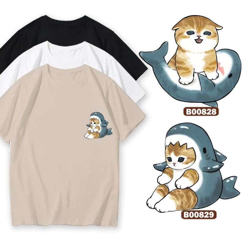 Mofusand แมว Baju kucing T เสื้อผ้าฝ้าย 2XL แขนสั้นรอบคอ Streetwear B00828 B00829 127c
