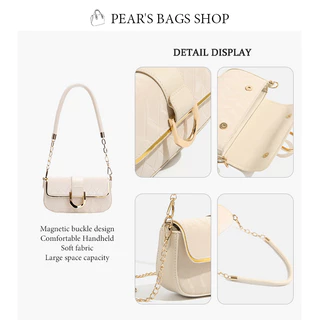 Pearsbags กระเป๋าสะพายแฟชั่น ความสง่างาม เวอร์ชั่นเกาหลีเรียบง่าย การออกแบบโซ่ สำหรับผู้หญิง กระเป๋าสวย