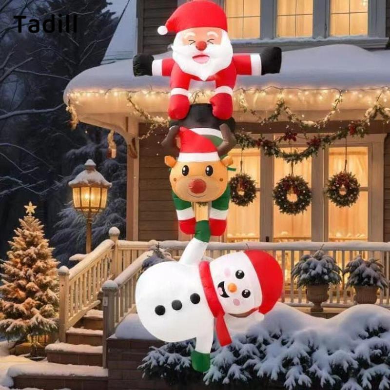 Tadill คริสต์มาส Inflatable Santa Snowman Reindeer โพลีเอสเตอร์ตกแต่งลานตลกพร้อมไฟ LED สําหรับฉลองคริสต์มาสกลางแจ้ง – โปรปัง