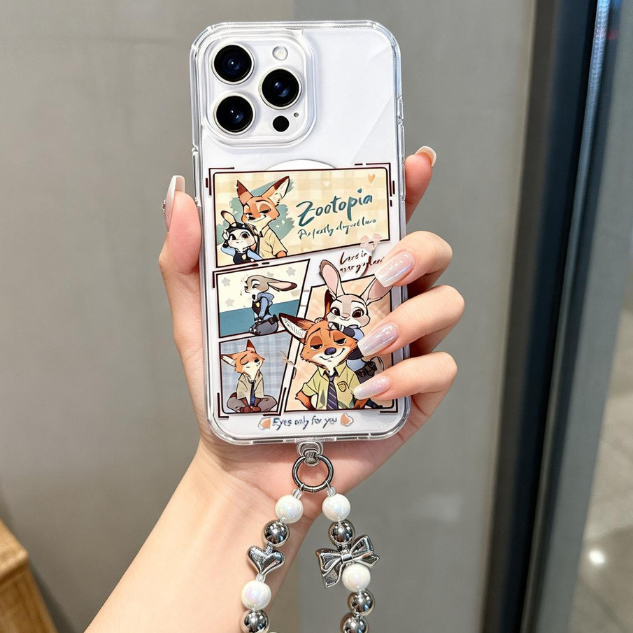 💖Nov ลายสุนัขจิ้งจอก พร้อมการชาร์จไร้สายและสายคล้องคอ เคส iPhone 17PROMAX เคสไอโฟน 13PRO 16PRO 15 14