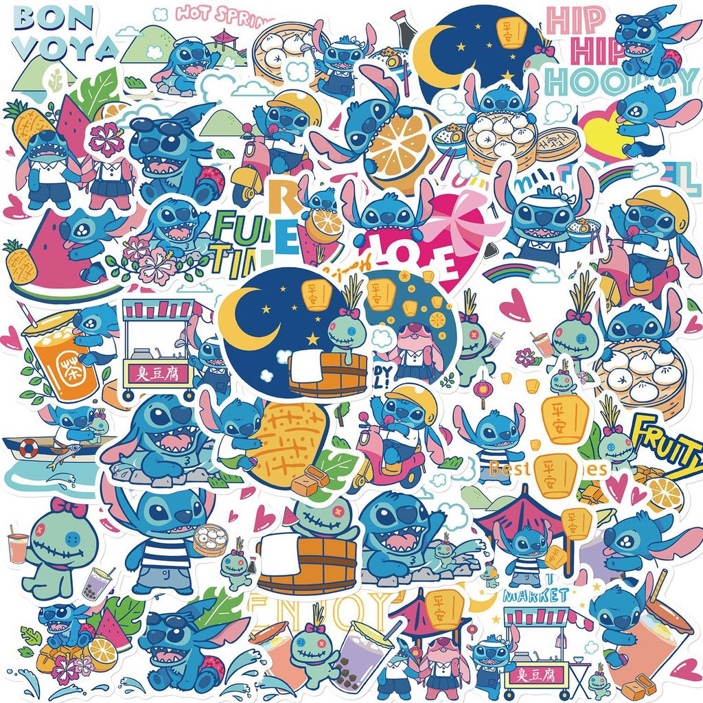 ✨พร้อมส่ง✨การ์ตูน สติช Stitch sticker สติกเกอร์กันน้ำรูปแบบที่แตกต่างกัน  สเก็ตบอร์ด 40ชิ้น Disney