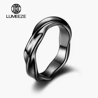 LUMEZE Mobius แหวนสําหรับชาย,สแตนเลส Twist Finger Band Signet แหวน, Punk Vintage Endless Love เครื่องประดับของขวัญ A140 #