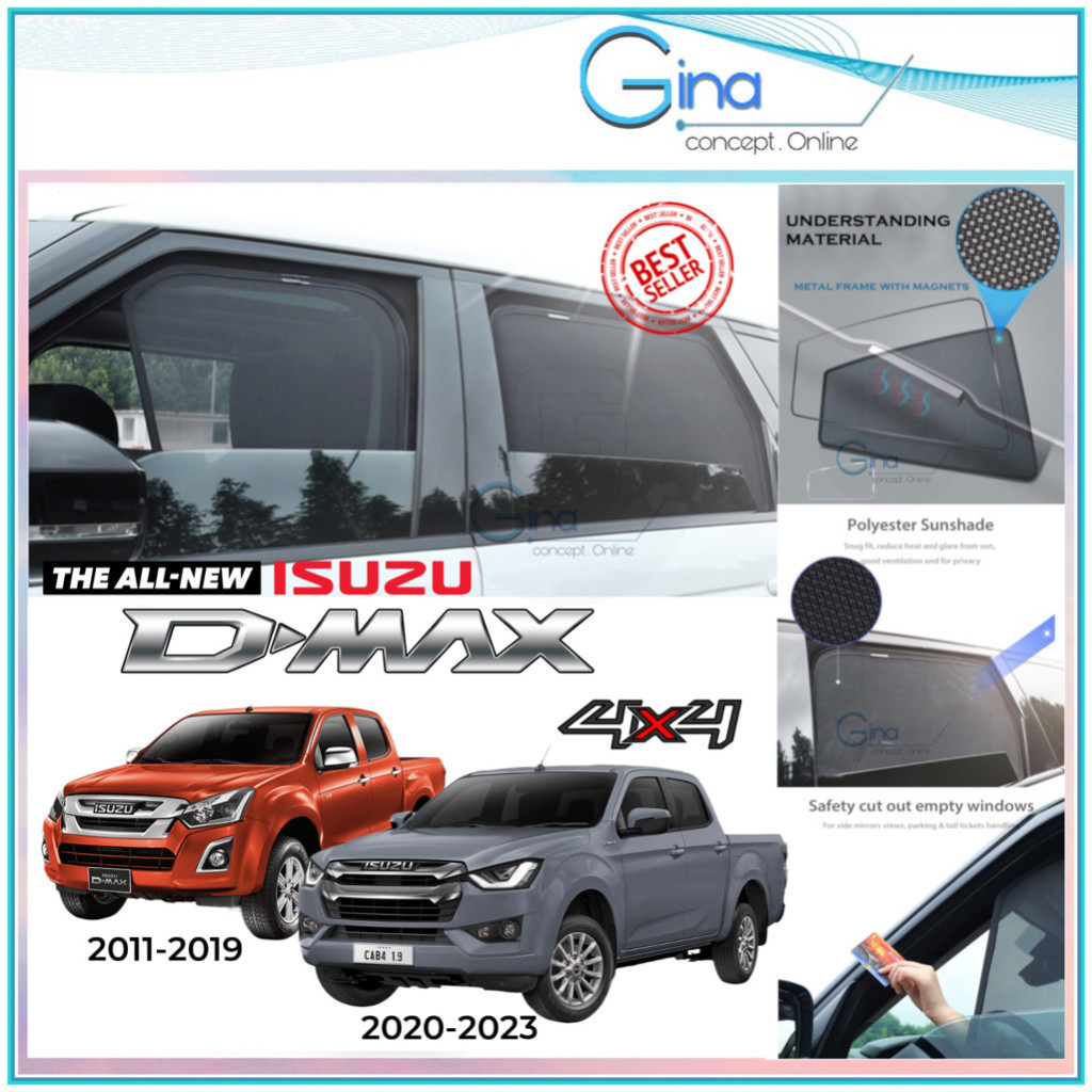 ISUZU DMAX D-MAX 2011-2019 DMAX D-MAX 2020-2023 ม่านบังแดดแม่เหล็ก Car Window Sun Shade (4 ชิ้น) อะไ