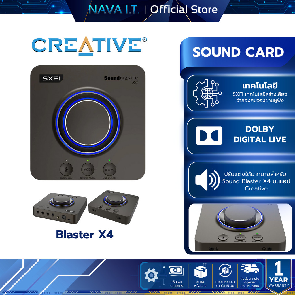 CREATIVE SOUND CARD (ซาวด์การ์ด) SOUND BLASTER X4 EXTERNAL