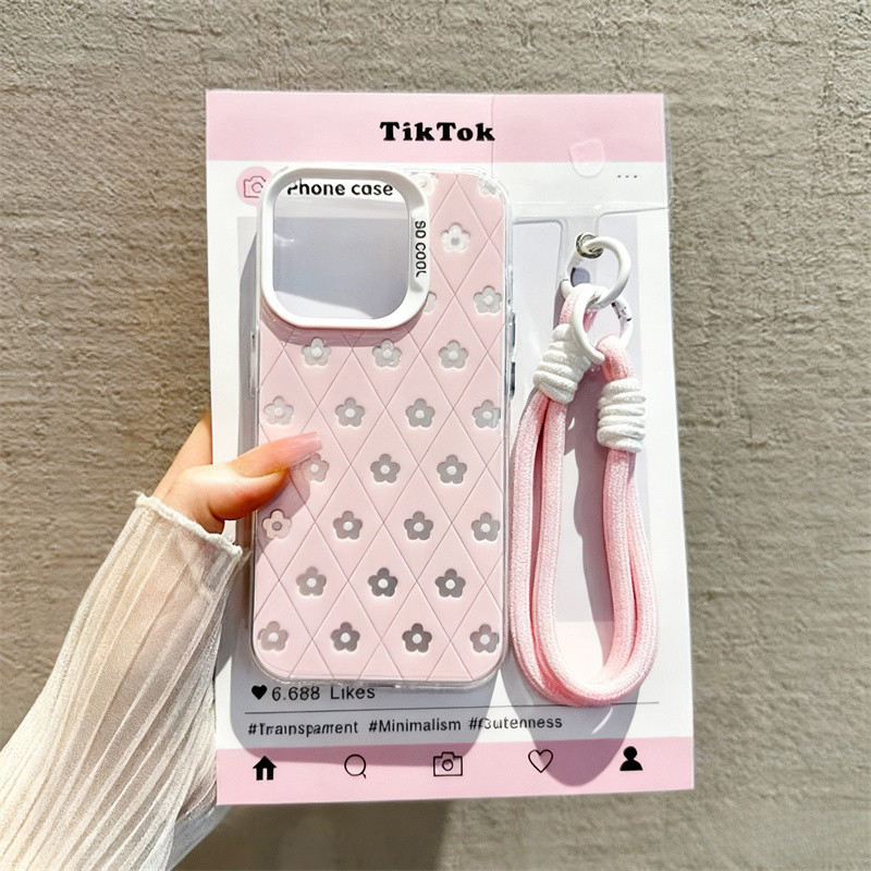 เคสโทรศัพท์น่ารักระดับพรีเมียมสำหรับ iPhone 13 14 15 12 11 Pro Max สำหรับ X XS XR XSMAX 7 8 PLUS ลายดอกไม้สีชมพู