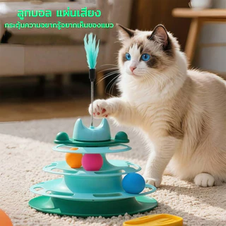 รางบอลแมว4ชั้น ของเล่นแมว รางบอลแมว ของเล่นน้องแมว รางบอลแมว ชุดของเล่นสำหรับแมวรางบอล พร้อมลูกบอลคละสี