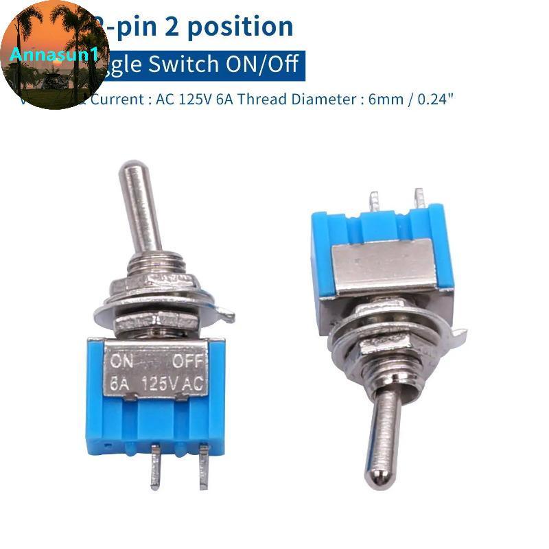 Annasun 10pcs DPDT Mini Toggle Switch 2pin 2 ตําแหน่งเปิด/ปิด Miniature Toggle Switch 6A 125V Toggle