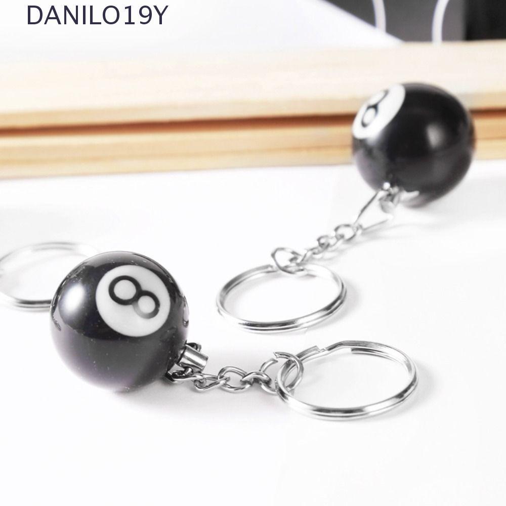 DANILO19Y Lucky Black 8 Keyring Creative 25mm Resin Ball Round Ball Bag Accessories No. พวงกุญแจ 8 N