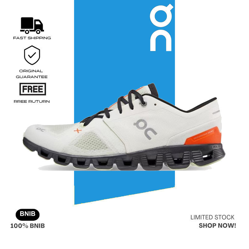 On Running Cloud X 3 Anti-Slip Breathable Low-Top Training รองเท้า Unisex Ivory สีขาวสีส้มสีแดง 60.9