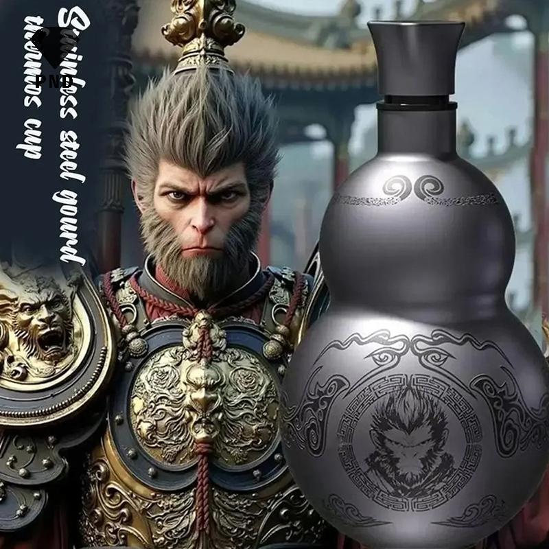 PND Wukong Theme Gourd สไตล์ 500ml ขวดน้ําฉนวนกันความร้อนถ้วยเกม Hobby คอสเพลย์แบบพกพากลางแจ้งกีฬาขว
