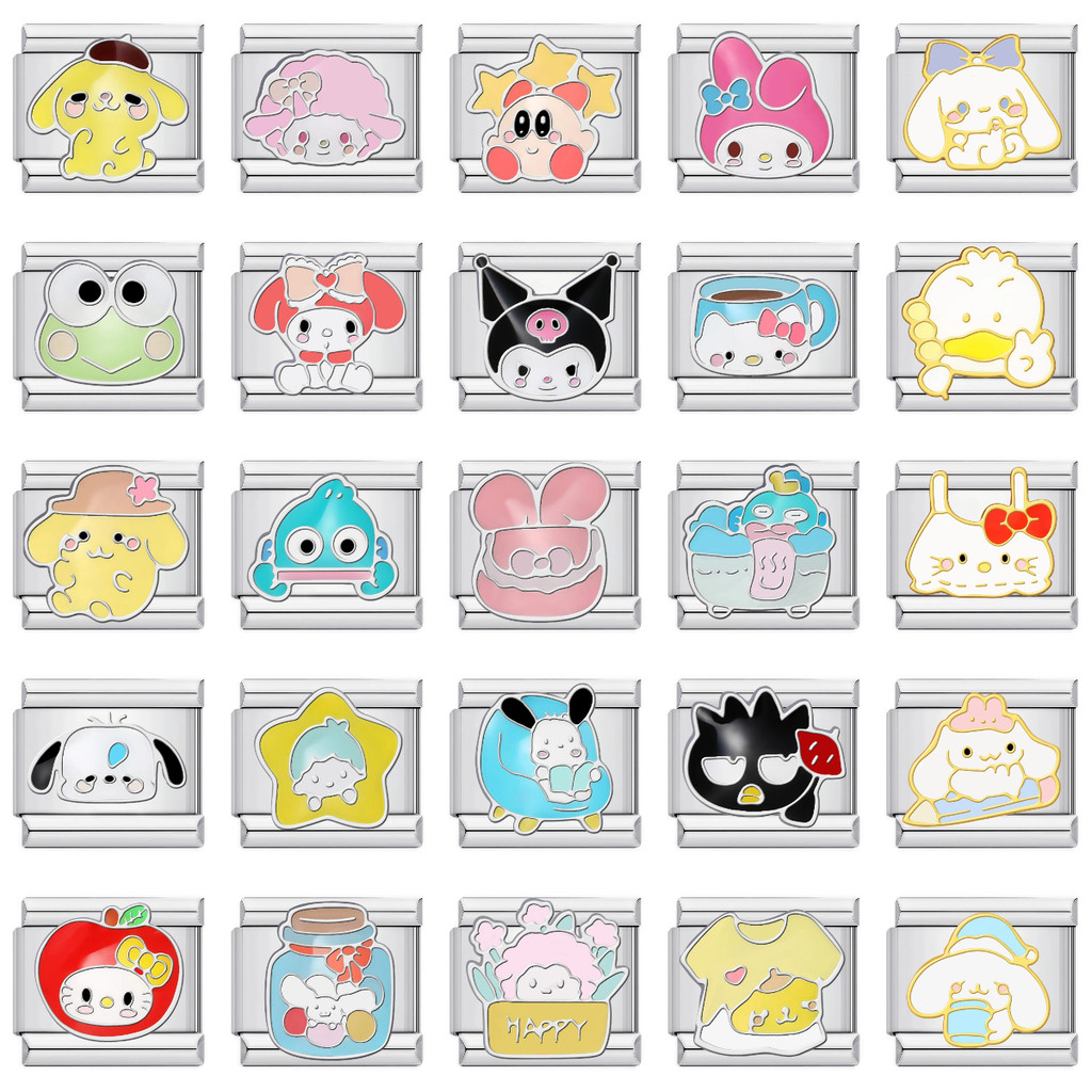 การ์ตูนยอดนิยมอิตาเลียน characters charm สร้อยข้อมือ สแตนเลส 9 มม. เหมาะสำหรับ DIY เครื่องประดับ