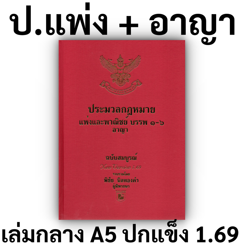 [เลือกได้ 3 ขนาด] ประมวลกฎหมายแพ่งและพาณิชย์ + อาญา + ข้อสัญญาที่ไม่เป็นธรรม พิชัย นิลทองคำ 1.69 รูปที่ 2