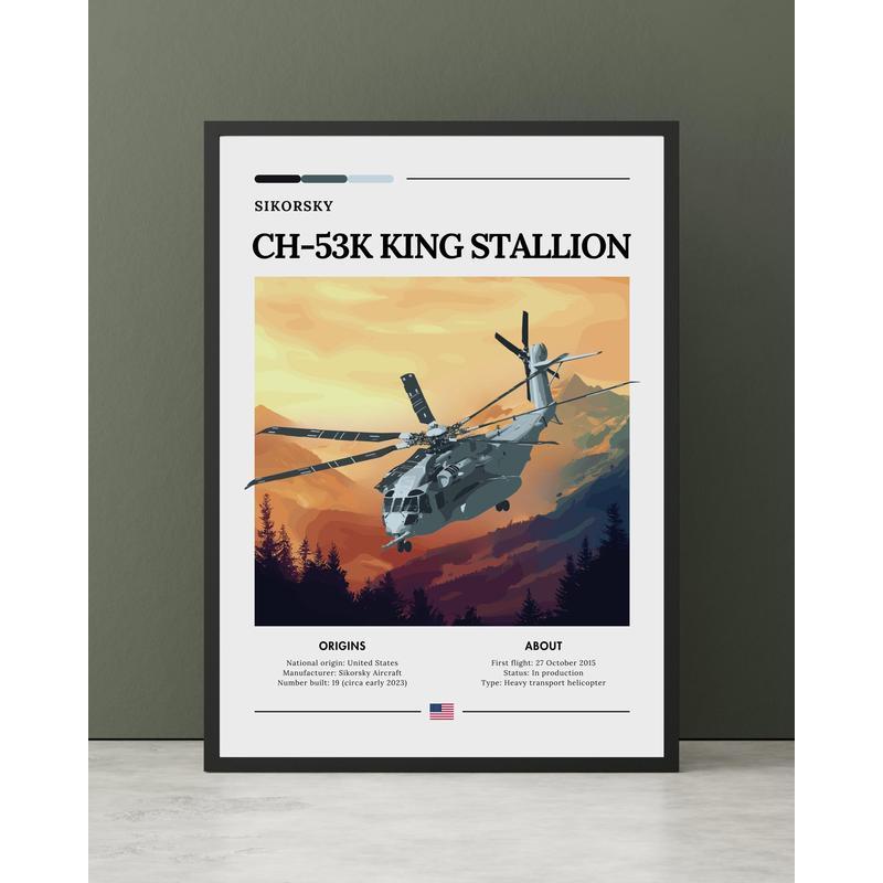 Sikorsky CH-53K King Stallion Poster_ American Heavy-lift Helicopter, Poster ไม่รวมกรอบรูป