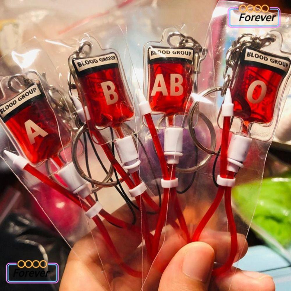 Forever พวงกุญแจกระเป๋าเลือด, จี้ Creative Blood Type พวงกุญแจ, ของขวัญแปลกใหม่ a BO AB RH ที่ใส่กุญแจรถ