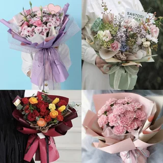 กระดาษห่อดอกไม้ 2 หน้า 10 แผ่น 58×58 ซม. สีพรีเมียม กันน้ำ ไม่ยับง่าย สำหรับห่อช่อดอกไม้/ของขวัญวันพิเศษ