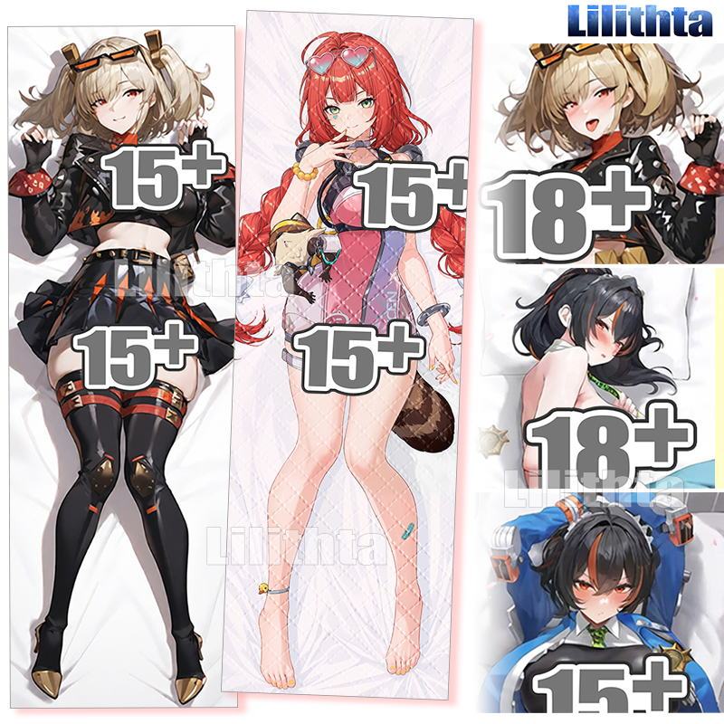 Dakimakura ปลอกหมอน Zenless Zone Zero Zhu Yuan และ Burnice สีขาวและ Yuzuha Ukinami Body-pillow Cover