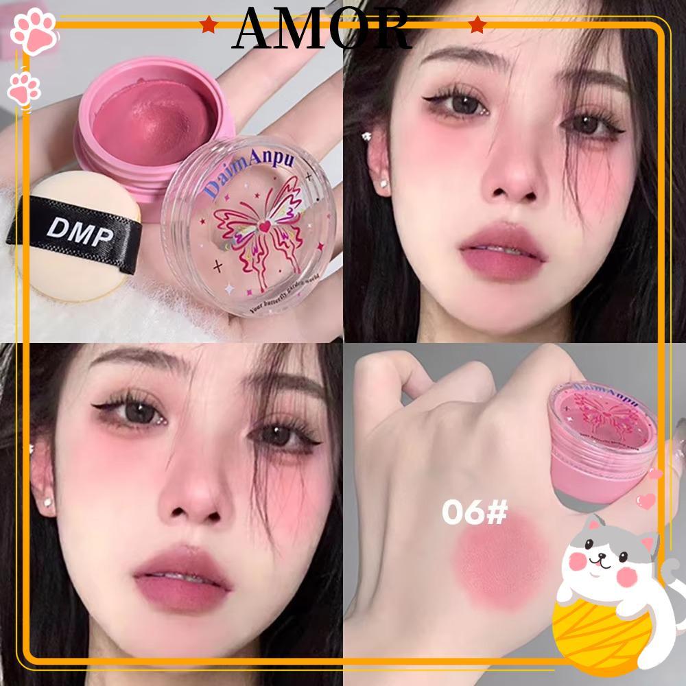 AMOR Cream Blusher, Matte Air Feeling Cheek Blush Cream, Natural Long-Lasting Girlish Blush สีบวม Bl
