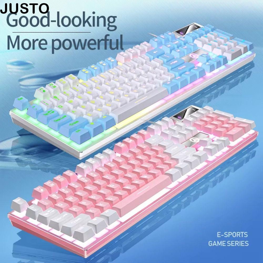 JUSTO คีย์บอร์ดแบบมีสาย, คีย์บอร์ดเกมอินเทอร์เฟซ USB 104 คีย์, คีย์บอร์ดเมมเบรน K500 เรืองแสงความรู้