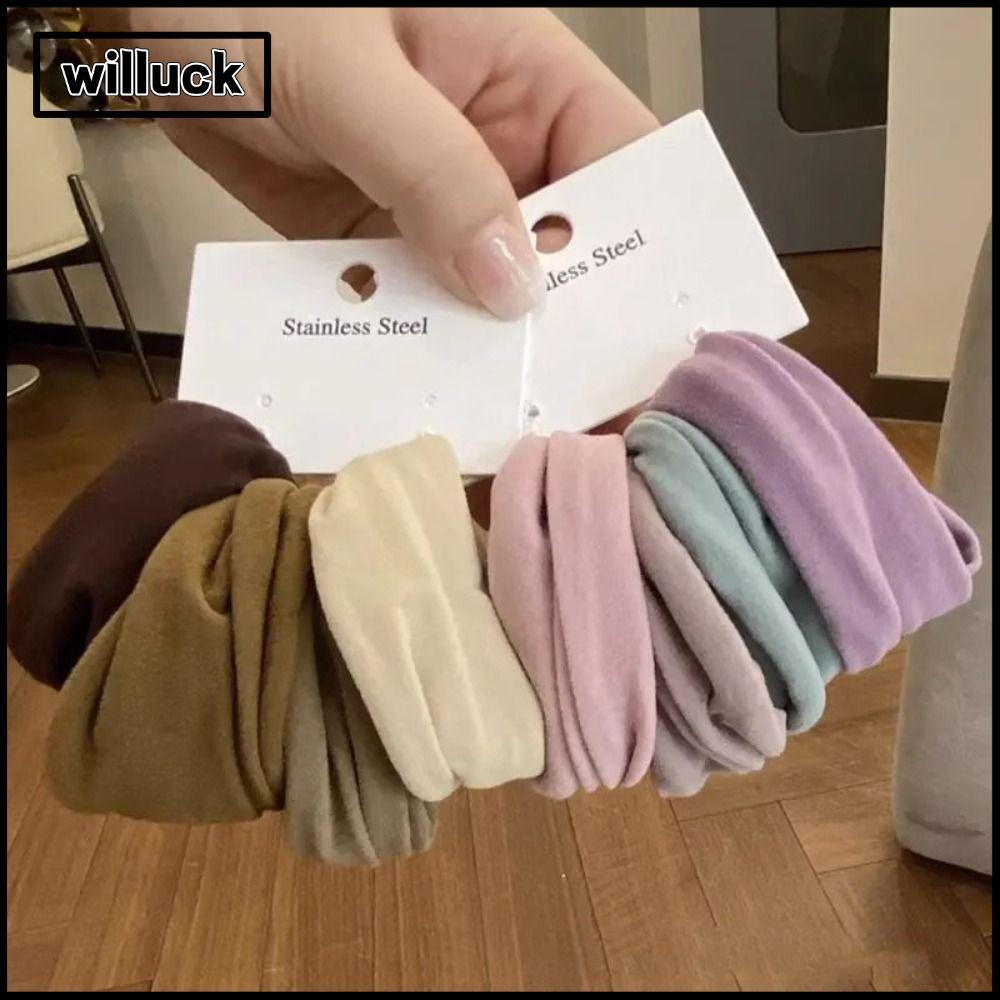WILLUCK 4 ชิ้น/เซ็ต scrunchie ยืดหยุ่น สีโซลิด สำหรับทรงผมหางม้าและสไตล์อื่นๆ