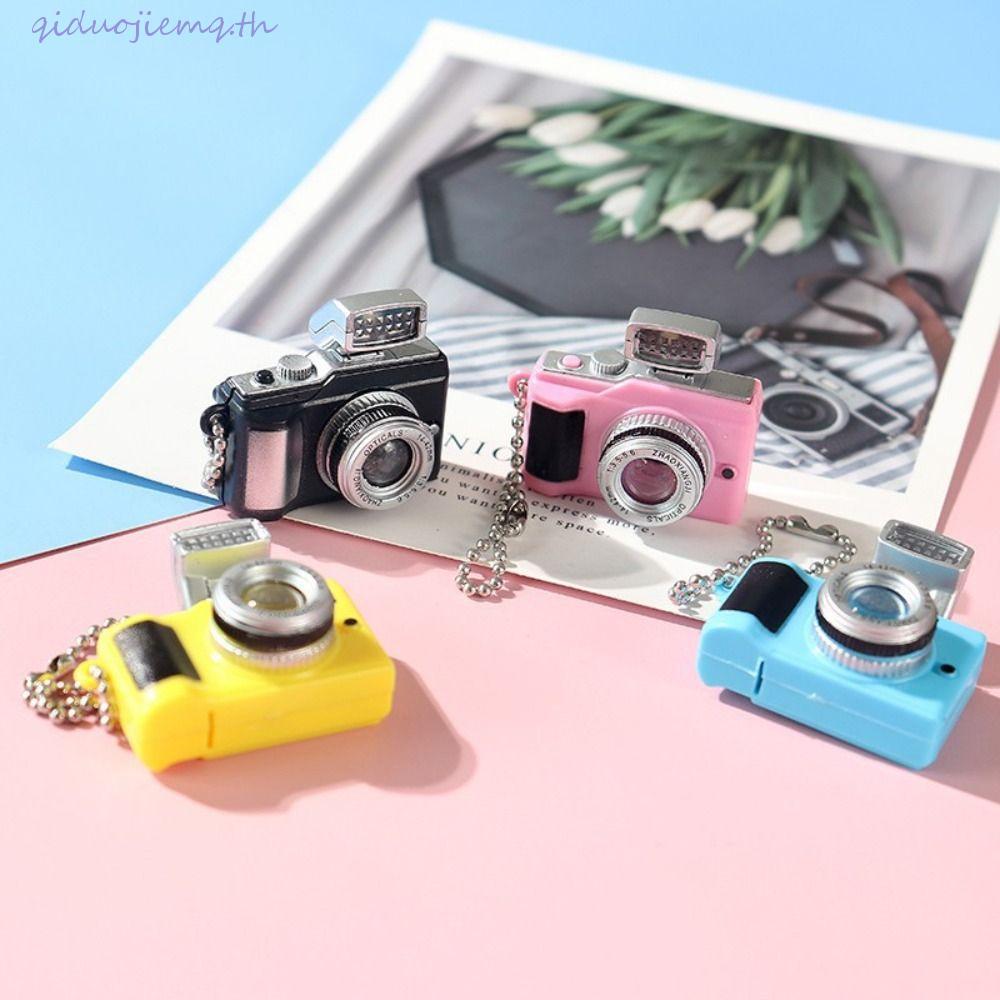 QIDUOJIE กล้องไฟฟ้า Luminous Key Chain, LED พร้อมกล้องเสียงกุญแจรถแหวน, Kawaii กล้องพลาสติกการ์ตูนมิ