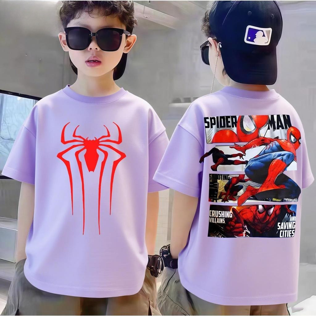 （ส่งสินค้าใน 24 ชั่วโมง）เสื้อยืดแขนสั้นสำหรับเด็กแฟชั่นอเมริกัน ลายสไปเดอร์แมน เนื้อผ้าโซโรนา เหมาะสำหรับเด็กชายหญิง ราคา ถูกที่สุด ดีลบีเคเค แกลเลอรีภาพที่ 5