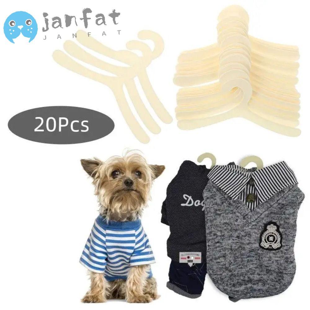 JANFAT 20 ชิ้นไม้แขวนเสื้อสุนัข ประหยัดพื้นที่ พลาสติก มินิ ราวแขวนเสื้อผ้า สําหรับสุนัขขนาดเล็ก แมว อุปกรณ์สัตว์เลี้ยง